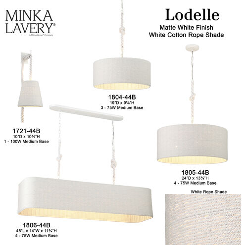 Lodelle 4 Light 24 inch Matte White Pendant Ceiling Light